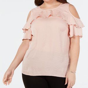 JM Collection Plus Size Embellished Ruffled Top